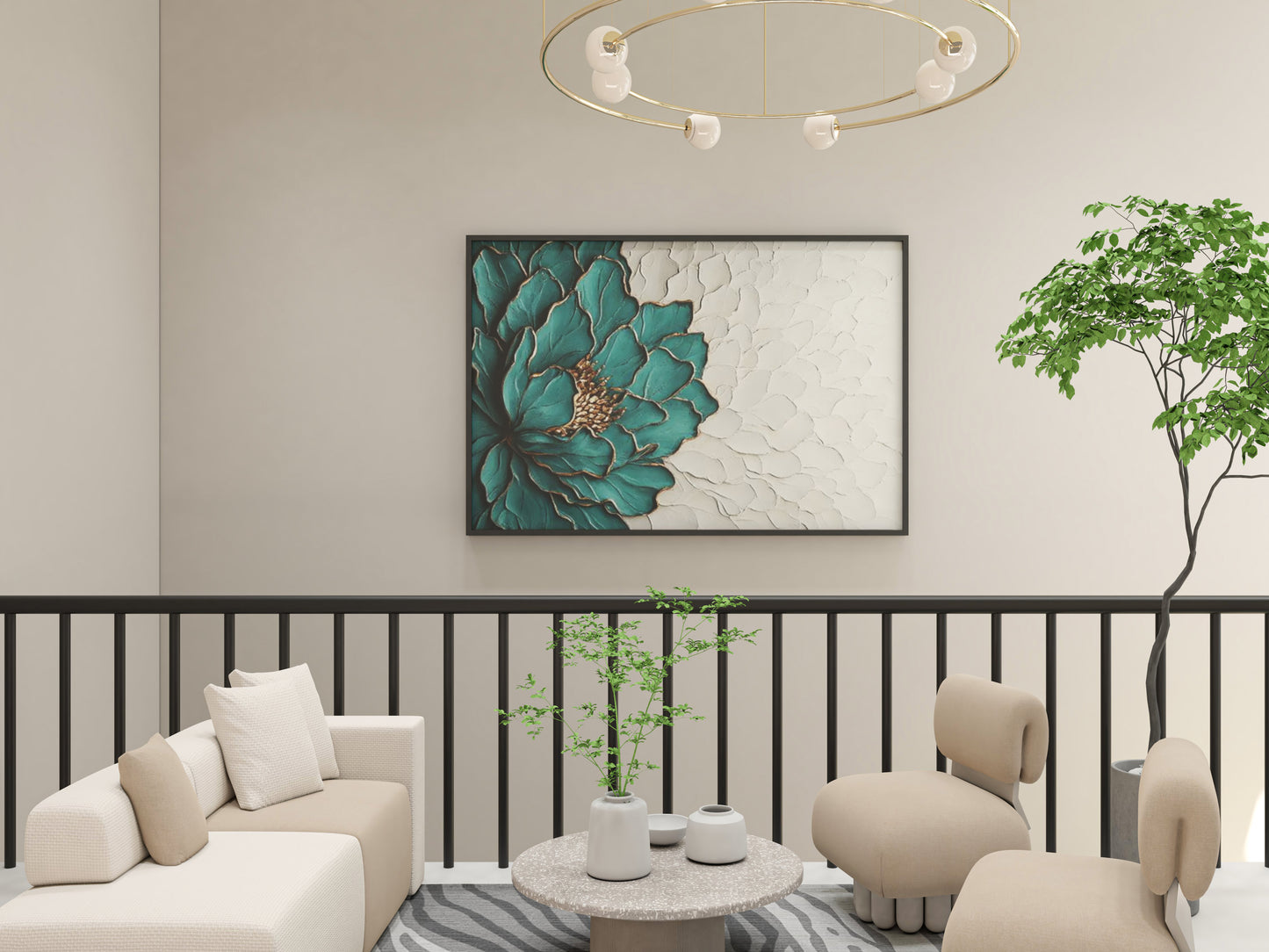 3D Minimalist flower texture wall art