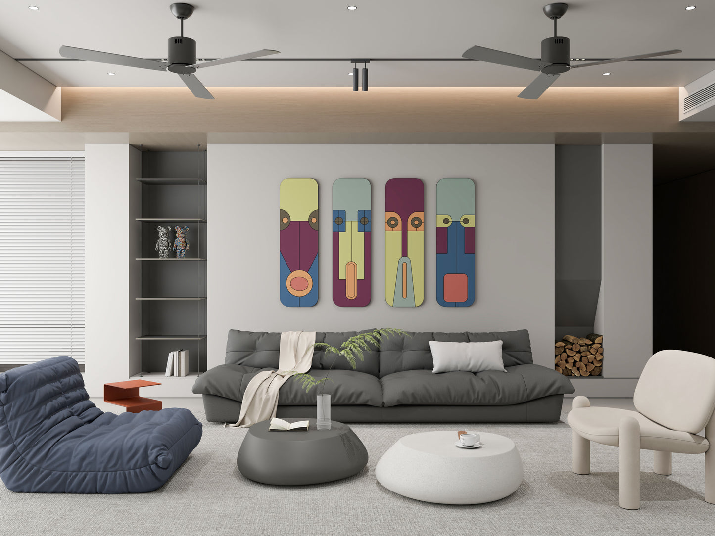 Abstract Face mask 3D Wall art (Set of 4)