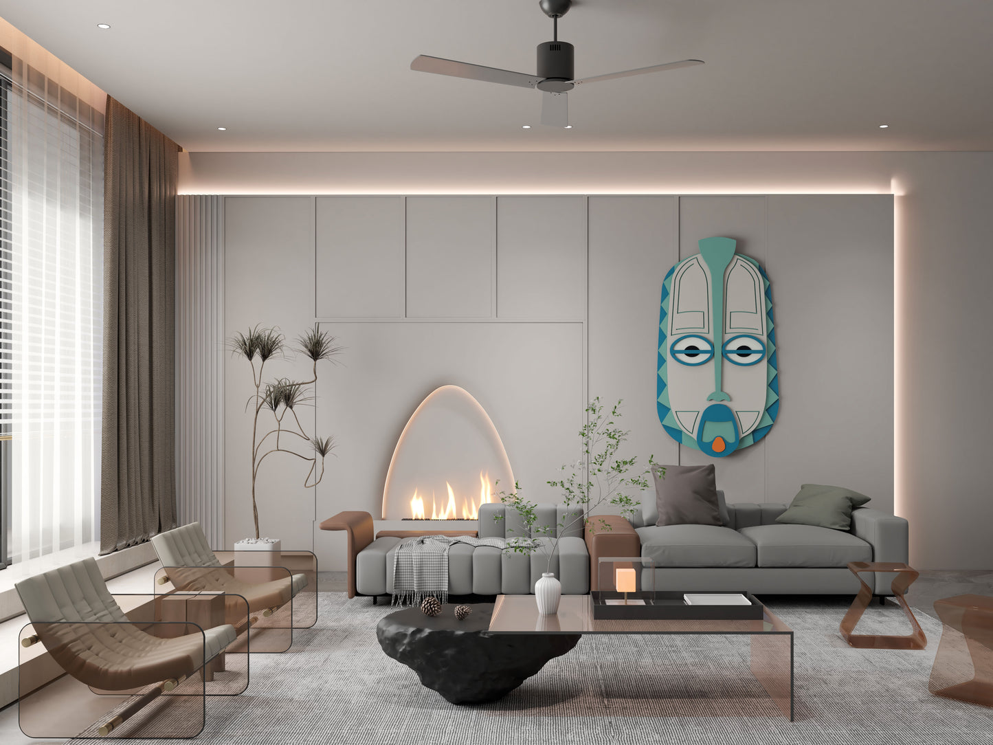 Abstract Face mask 3D Wall art