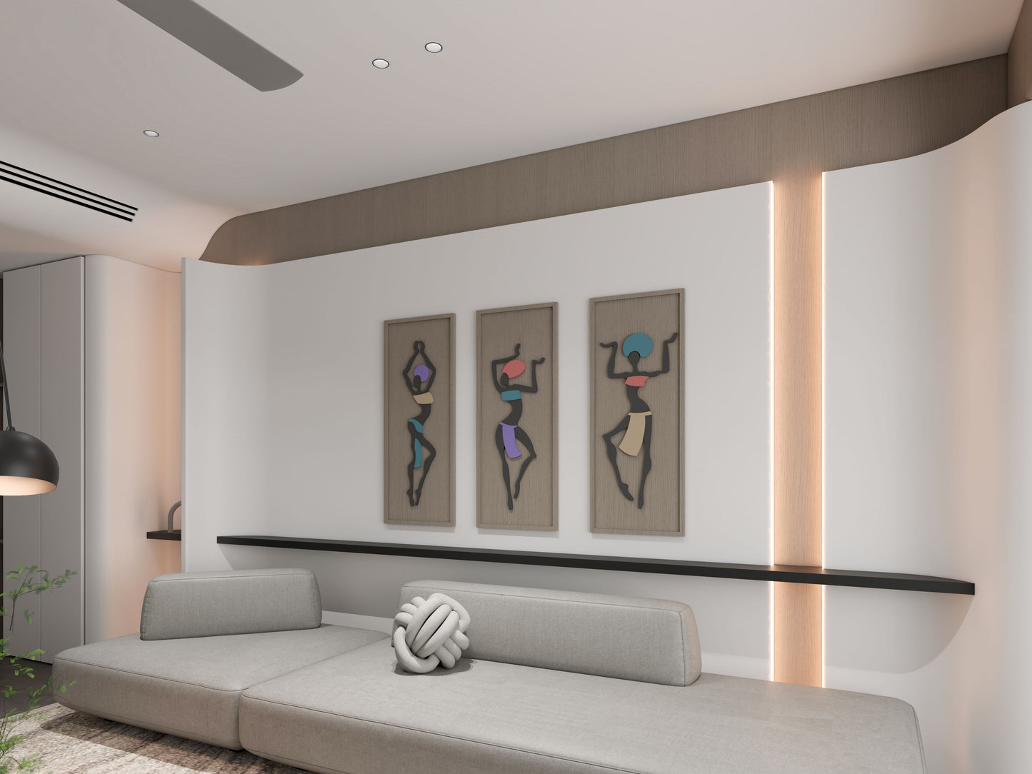 Abstract Dancing Lady 3D Wall art (Set Of 3)