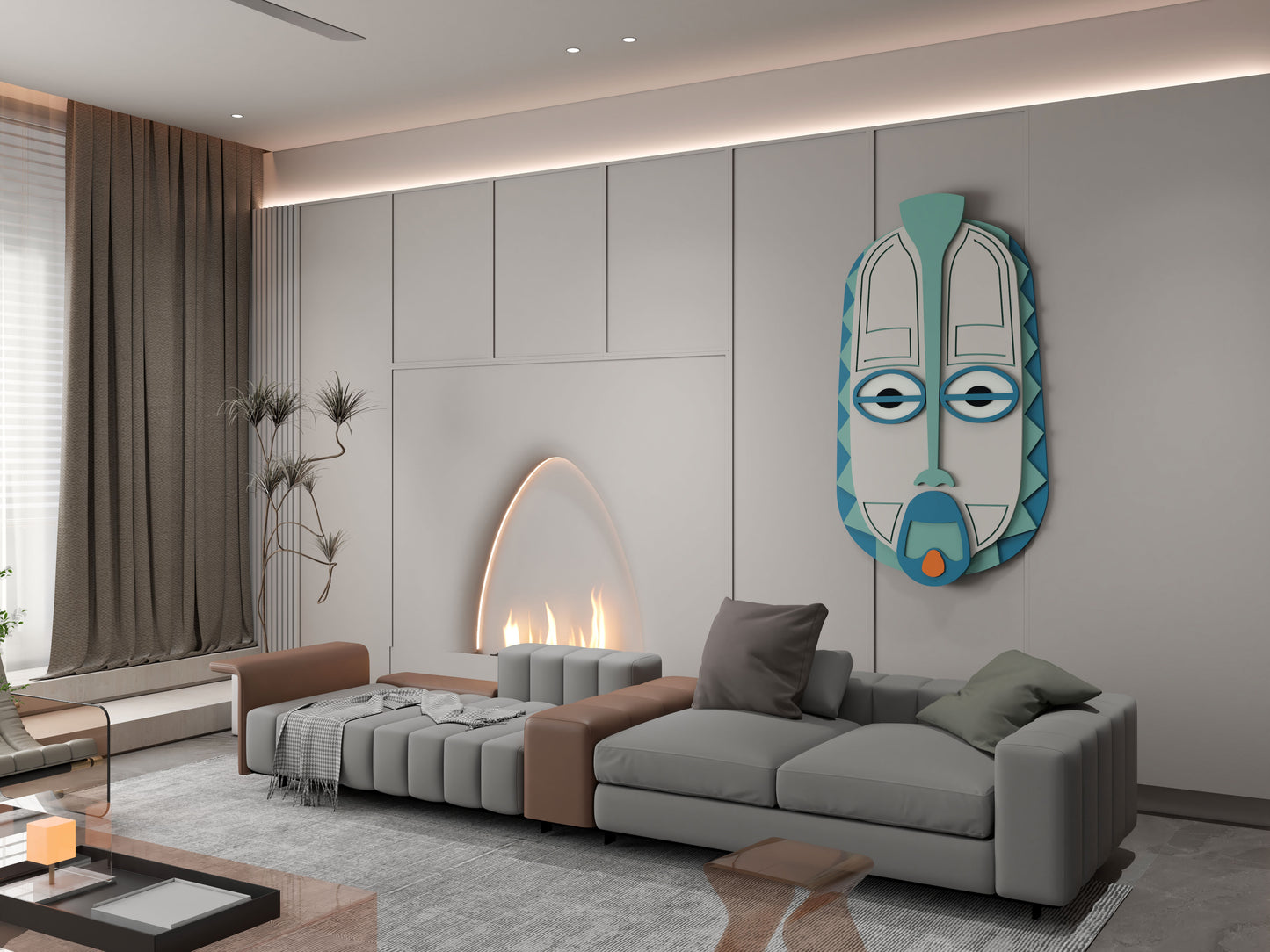 Abstract Face mask 3D Wall art