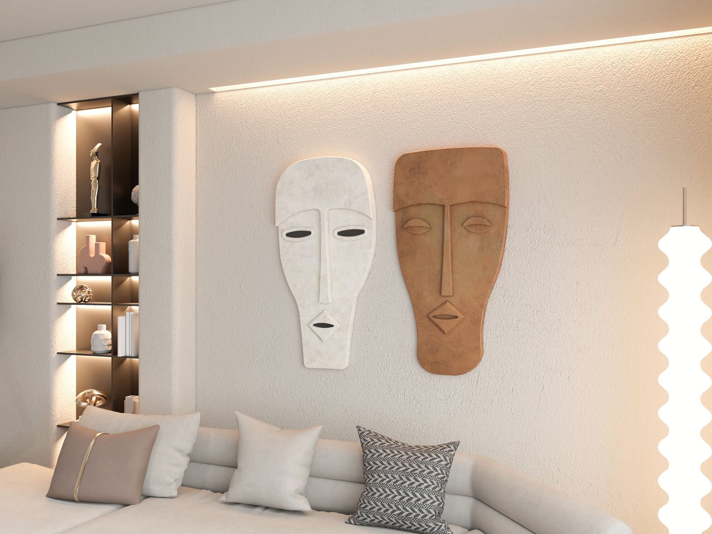 Abstract Face mask 3D Wall art (Set of 2)