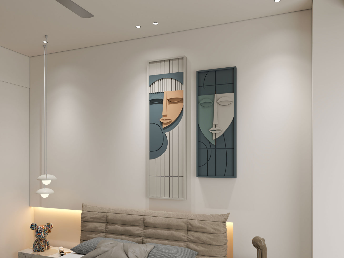 Abstract couple love 3D Wall art (Set of 2)