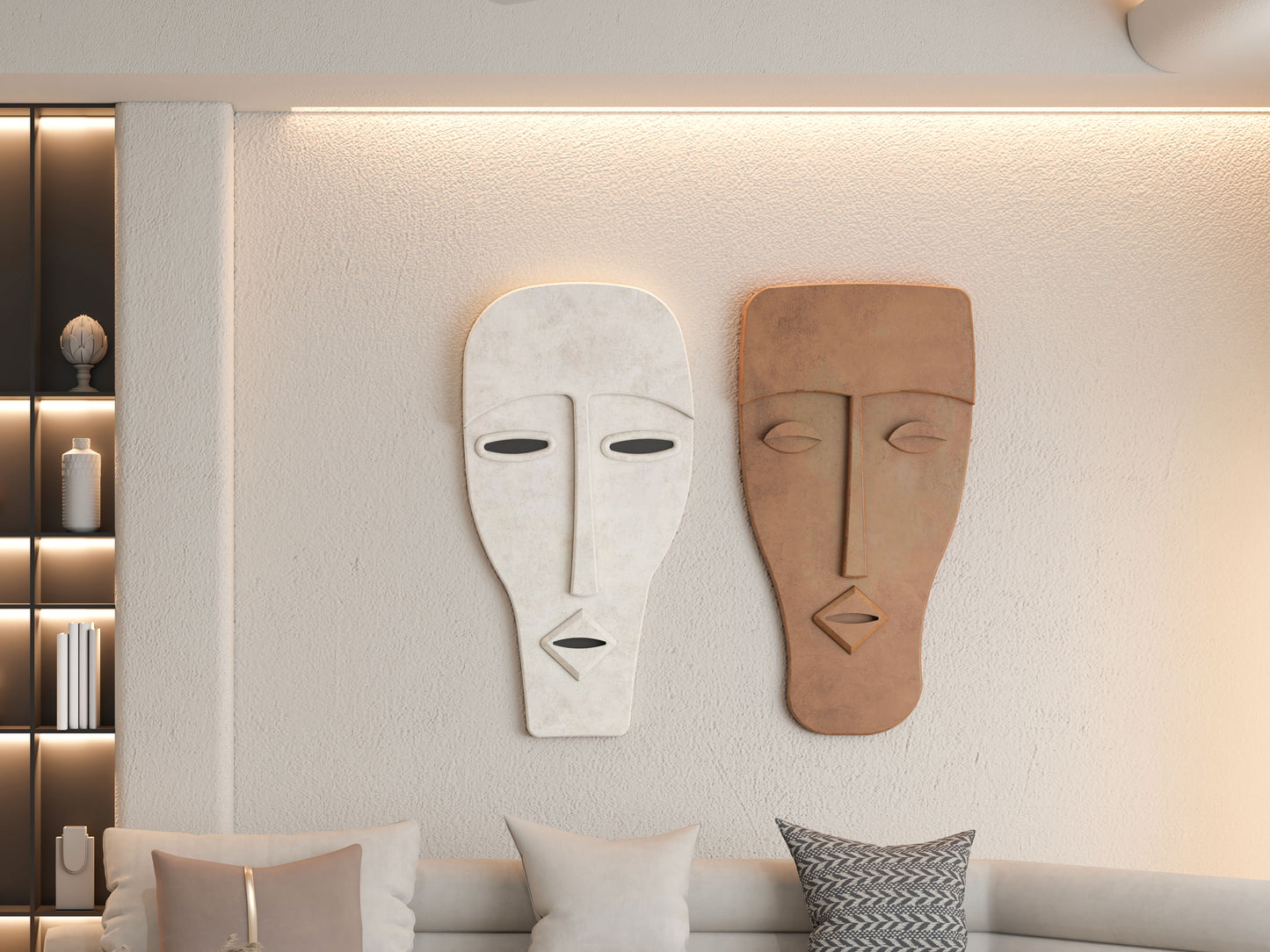 Abstract Face mask 3D Wall art (Set of 2)
