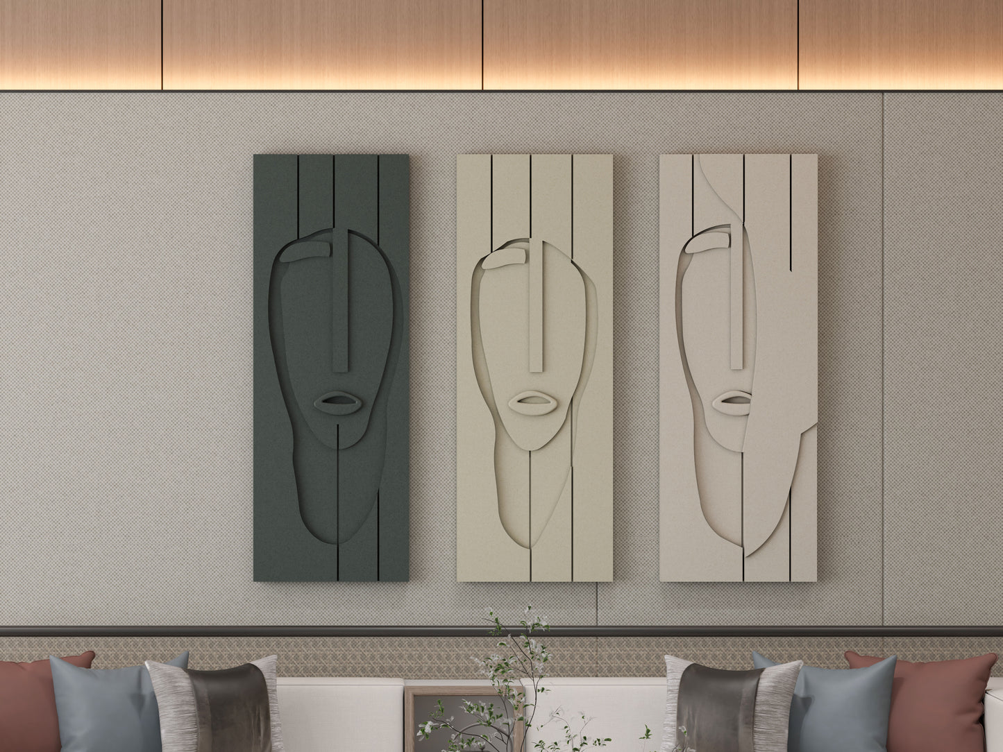 Abstract Mask 3D Wall art (Set Of 3)