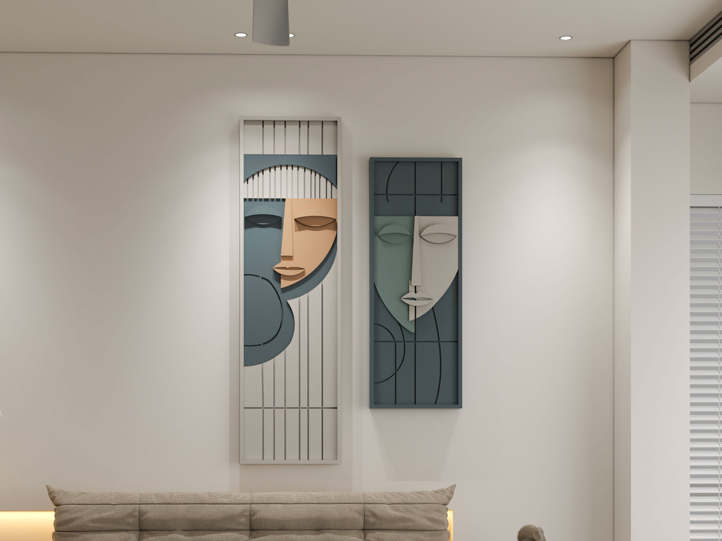 Abstract couple love 3D Wall art (Set of 2)