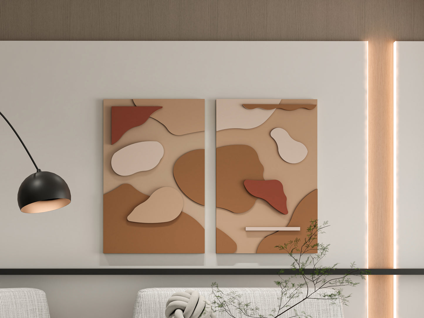 3D Abstract Wall Art – Home Decor Sculpture - (Set of 2)