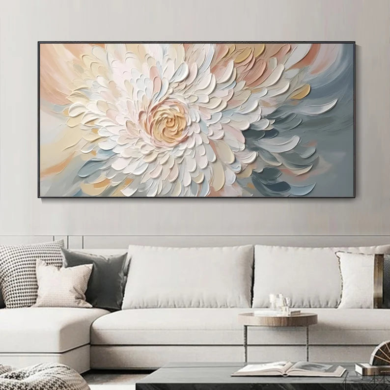 3D Minimalist flower texture wall art