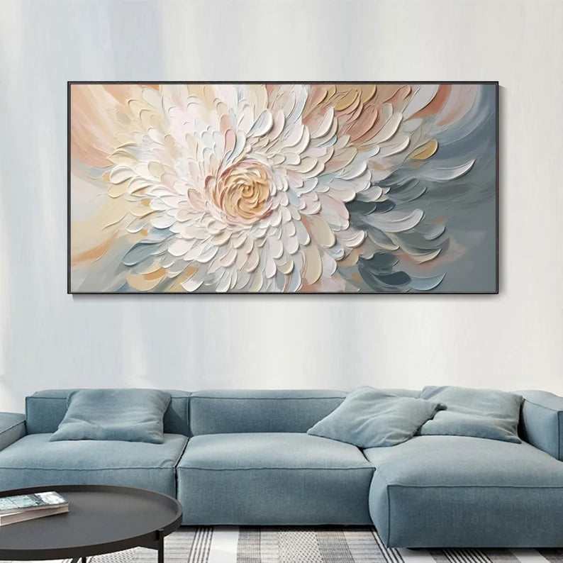 3D Minimalist flower texture wall art