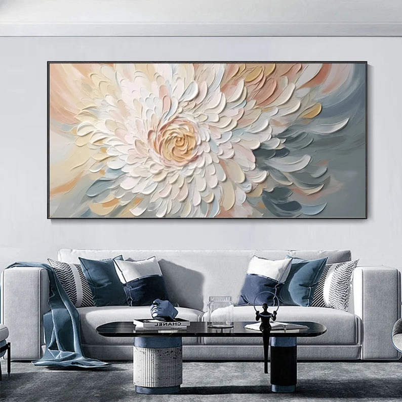3D Minimalist flower texture wall art