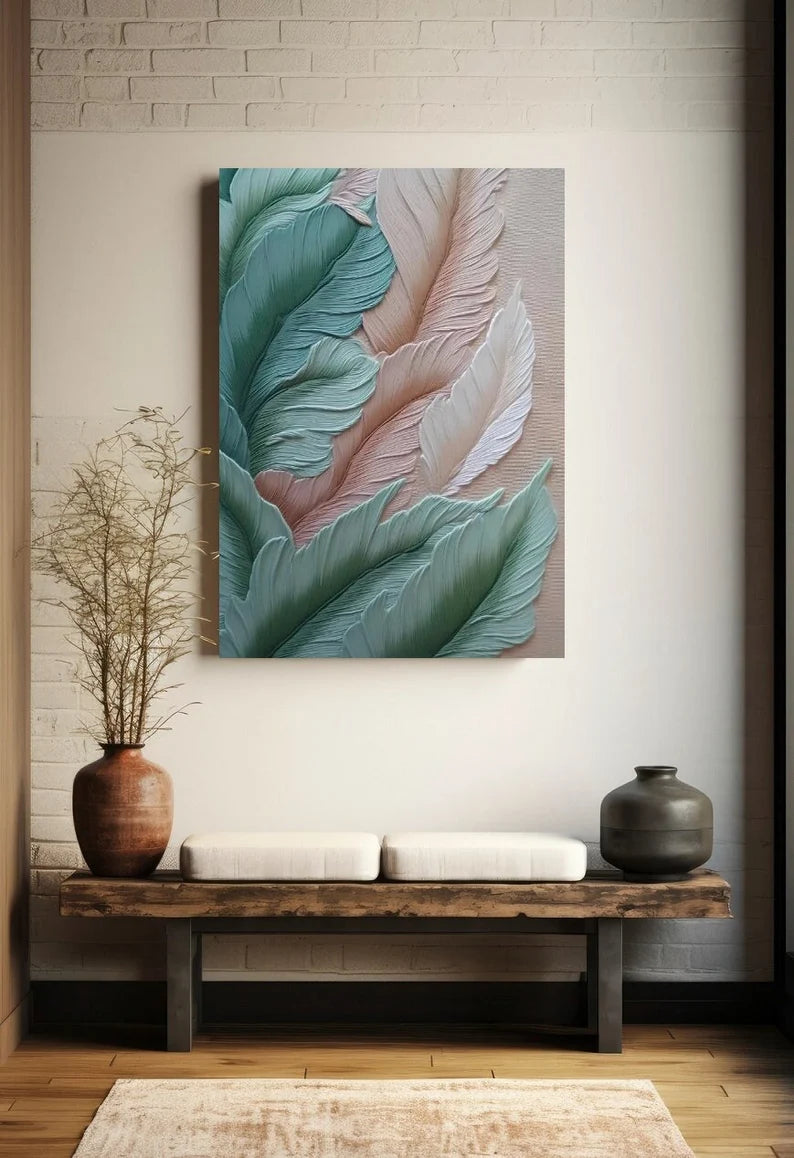 Colorful abstract Leafs 3D wall art