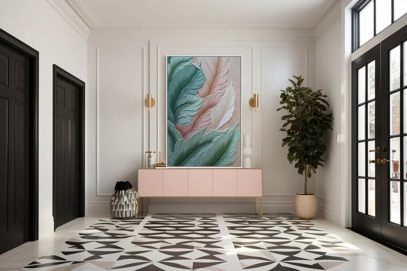 Colorful abstract Leafs 3D wall art