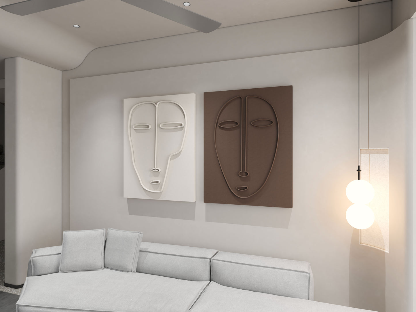 3D Abstract Face Wall Art – Home Decor Sculpture - (Set of 2)