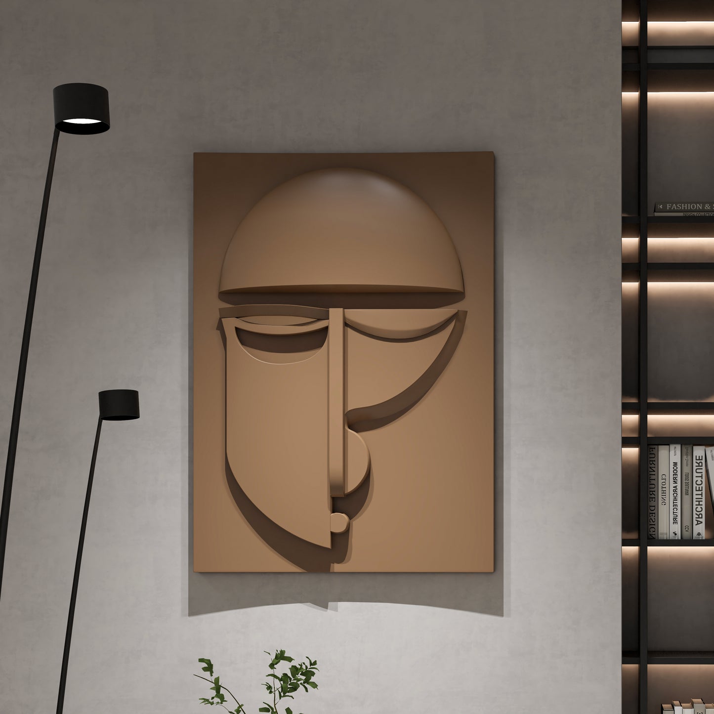 Minimalist modern 3D face wall art