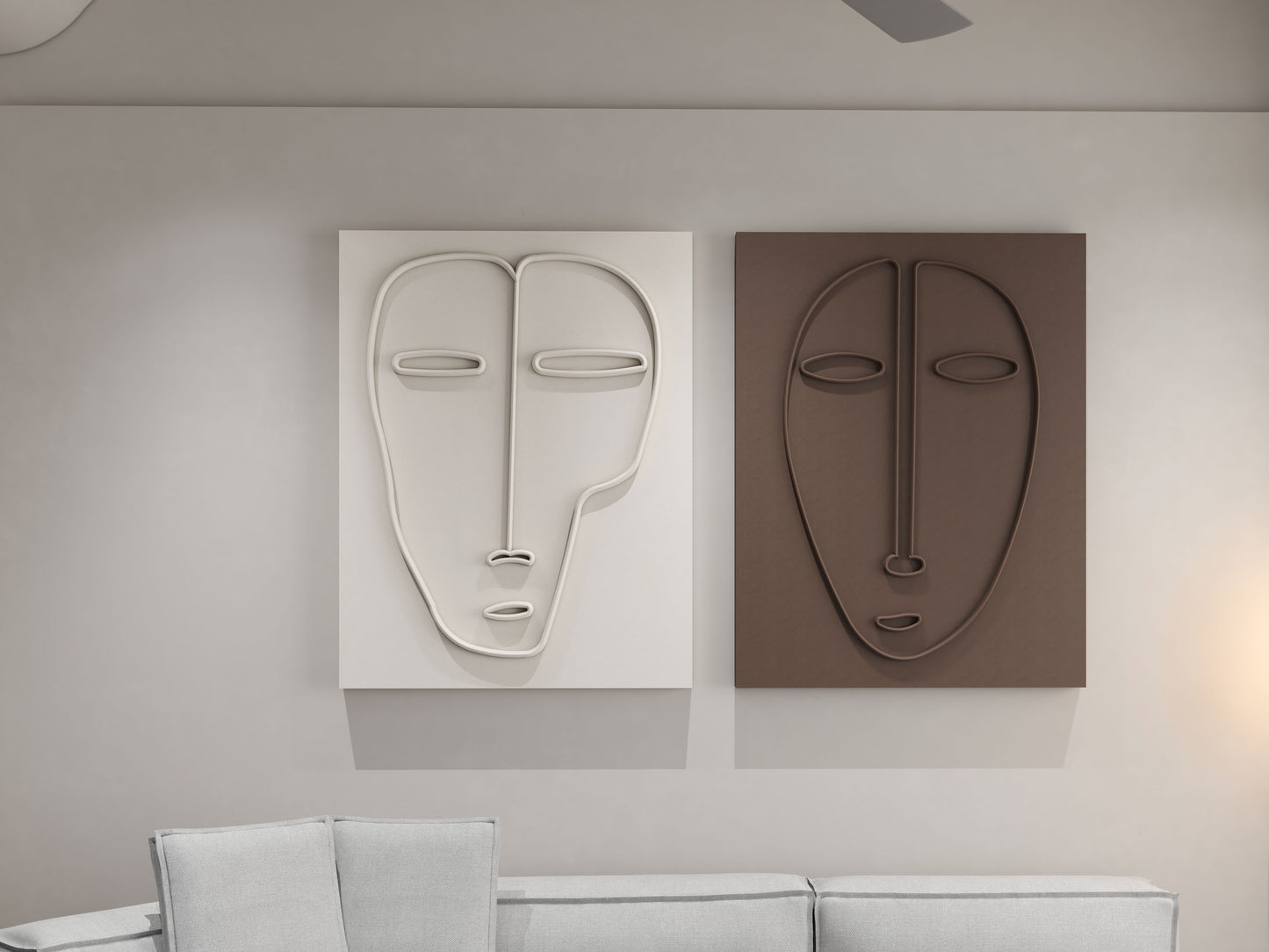 3D Abstract Face Wall Art – Home Decor Sculpture - (Set of 2)