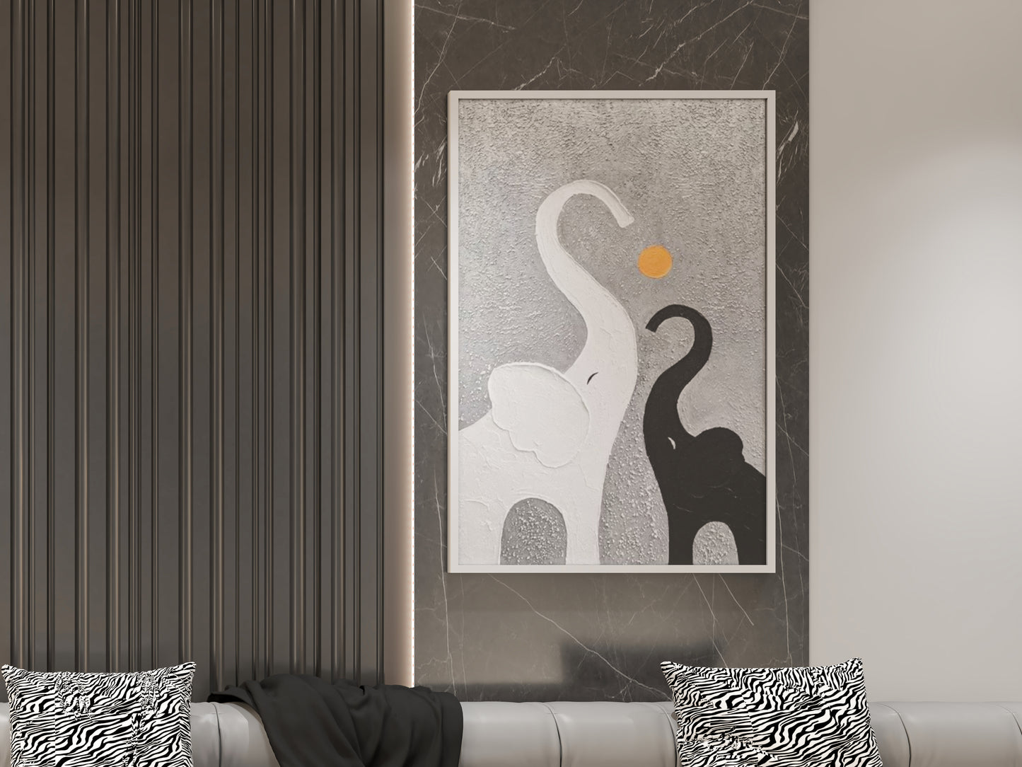 Textured elephant wall art