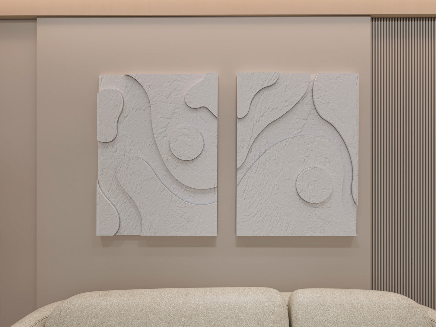 3D Abstract Relief Wall Art – Home Decor Sculpture - (Set of 2)