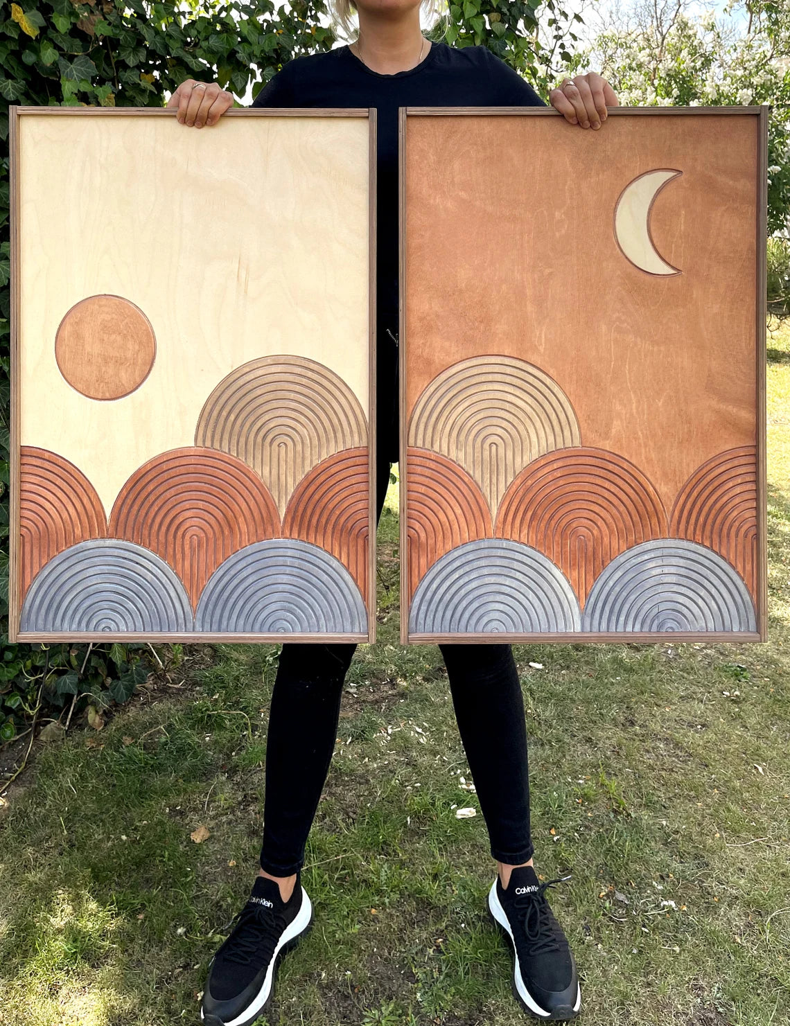 Sun and moon wall art (set of 2)