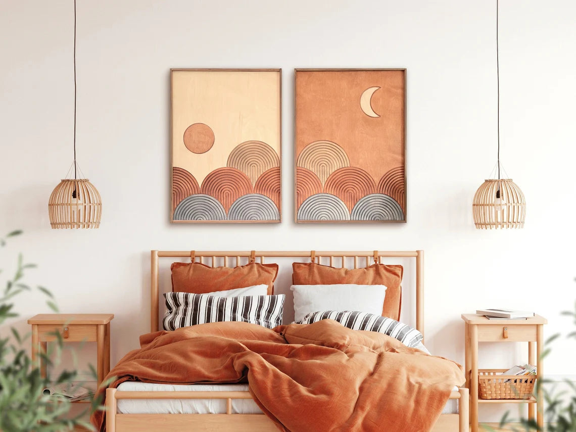 Sun and moon wall art (set of 2)