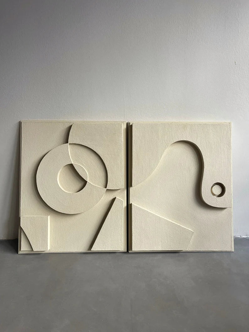 3D Abstract Relief Wall Art – Home Decor Sculpture (Set of 2).