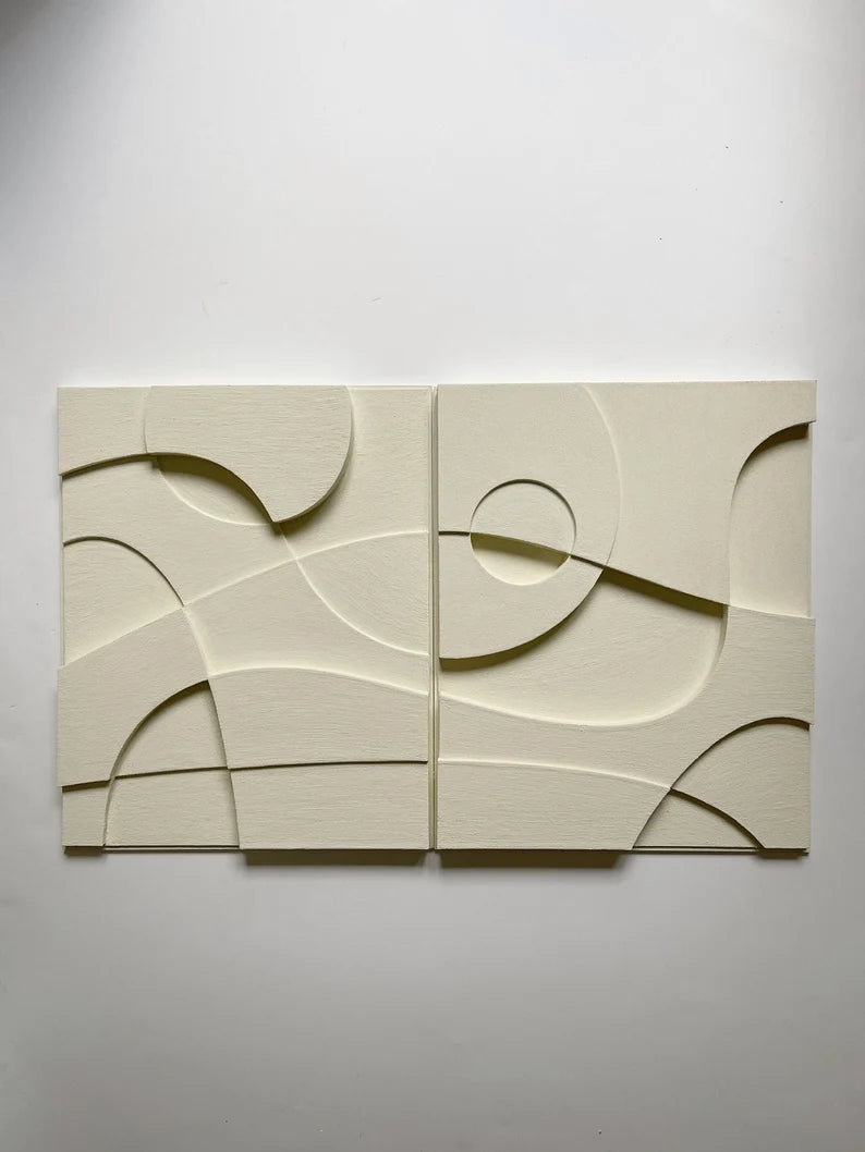 3D Abstract Relief Wall Art – Home Decor Sculpture - (Set of 2)