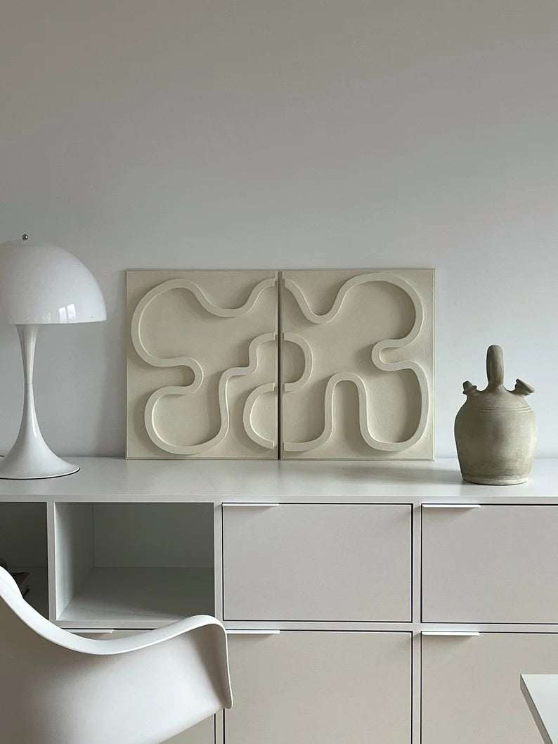 3D Abstract Relief Wall Art (Set of 2)