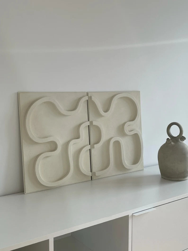 3D Abstract Relief Wall Art (Set of 2)