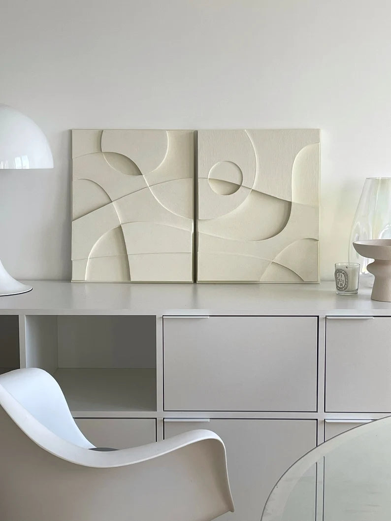 3D Abstract Relief Wall Art – Home Decor Sculpture - (Set of 2)