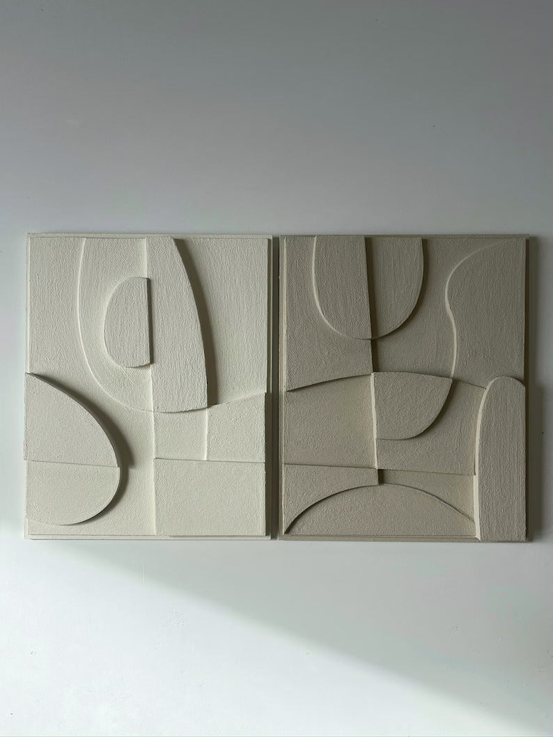 3D Abstract Relief Wall Art – Home Decor Sculpture - (Set of 2)..