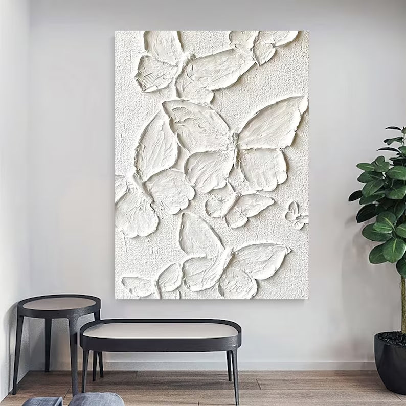 Painting on Canvas Butterfly Plaster Painting Minimalist Wall Art