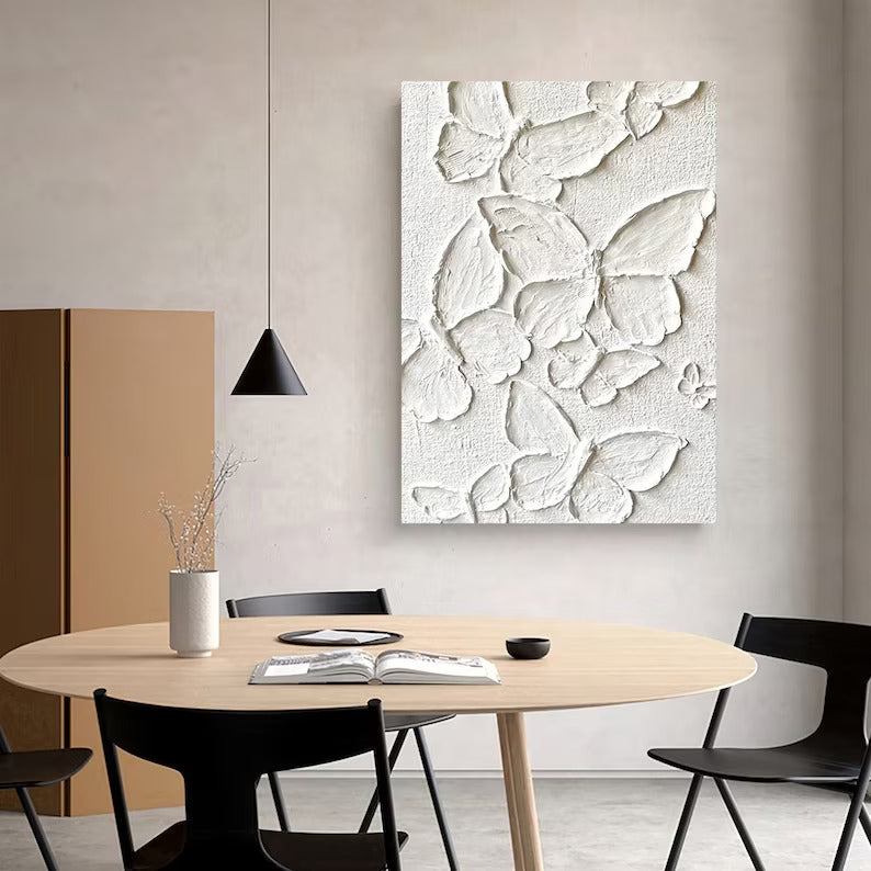 Painting on Canvas Butterfly Plaster Painting Minimalist Wall Art