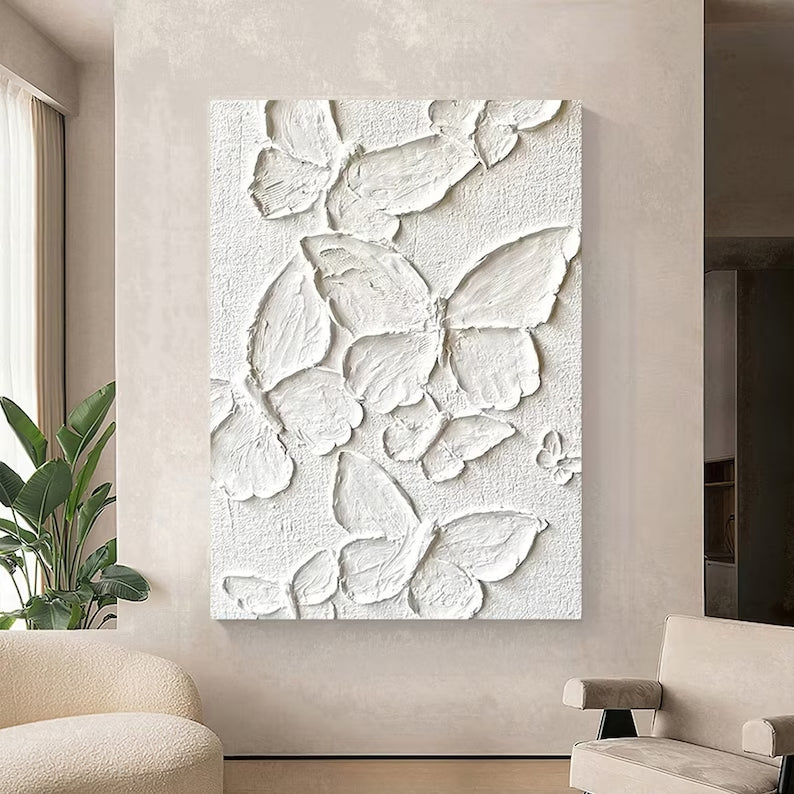 Painting on Canvas Butterfly Plaster Painting Minimalist Wall Art