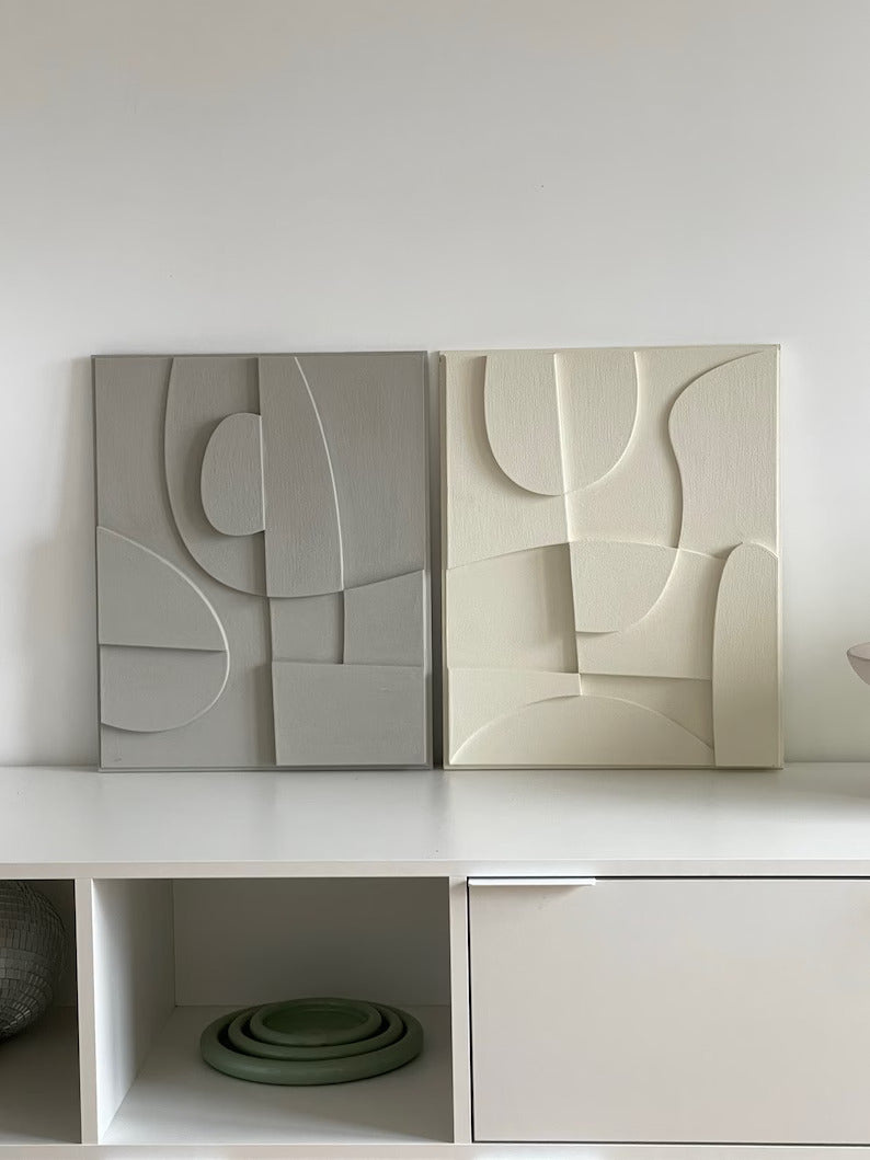 3D Abstract Relief Wall Art – Home Decor Sculpture - (Set of 2)..