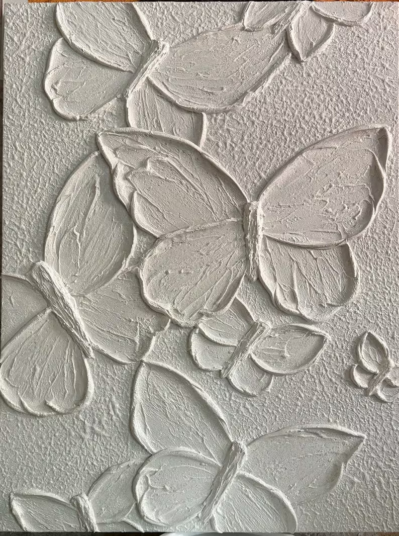 Painting on Canvas Butterfly Plaster Painting Minimalist Wall Art